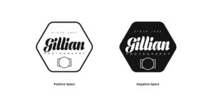 Creative logos using positive and negative space with a camera and a cup.