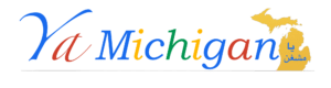 Colorful text spelling 'Michigan' in blue, yellow, and green.