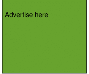 Green advertisement banner with text 'Advertise here'.