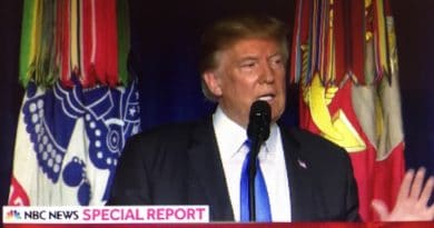 Donald Trump delivering a presidential address on Afghanistan.