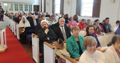 Congregation gathered inside a church during a service.
