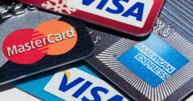 Various credit cards including Visa, Mastercard, and American Express.
