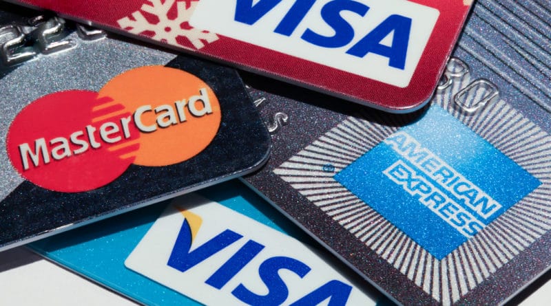 Various credit cards including Visa, Mastercard, and American Express.