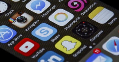 Close-up of a smartphone screen displaying social media and communication app icons.