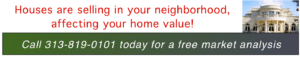 A partial red text warning about neighbors affecting home value, with a green text box below.