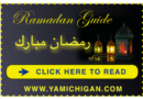 Ramadan guide with lanterns and website link.