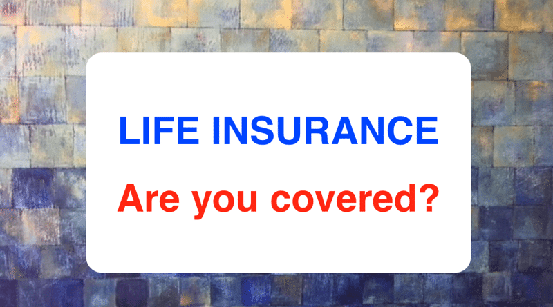 Life insurance coverage question highlighted in blue and red text.