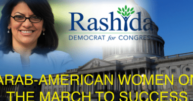 Rashida Tlaib, Arab-American woman, campaigns for Congress.