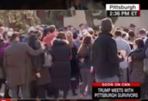 Crowd protesting against Trump in Pittsburgh.