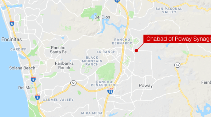 Map showing Escondido and Poway in California with a marked location.