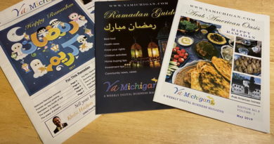 Flyers showcasing diverse Middle Eastern dishes and catering services.