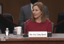 Amy Coney Barrett speaking at a hearing.