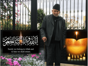 The illuminated facade of Al-Ajami Restaurant at night.